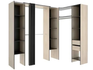 New Verstelbare Kledingkast Dorian - L164/234 Cm - Eiken En Antraciet Kledingkast