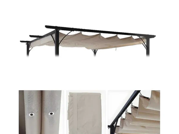 Hot Vervangende Afdekking Voor Pergoladak Mcw-C42, Creme Prieel, Pergola, Gazebo En Kiosk