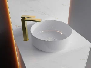Cheap Vierkante Hoge Mechanische Mengkraan - H29,5 Cm - Goud Met Satijnglans - Vipava Kraan