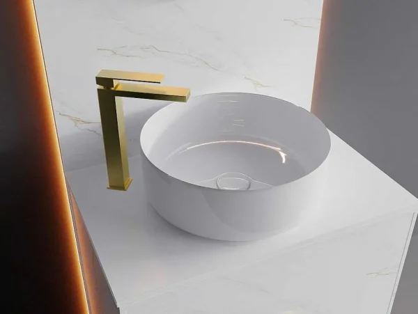 Cheap Vierkante Hoge Mechanische Mengkraan - H29,5 Cm - Goud Met Satijnglans - Vipava Kraan