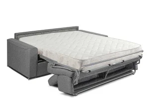 Fashion Vierzits Express Bedbank Vizir Van Stof - Grijs - Slaapafmeting 160 Cm - Matras 18 Cm Slaapbank Met Matras