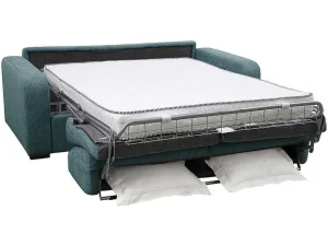 Outlet Vierzits Express Slaapbank - Stof - Blauw - Matras 14 Cm - Bevis Slaapbank Met Matras