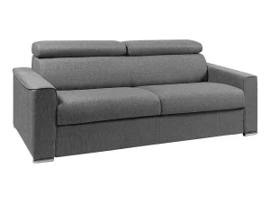 Discount Vierzits Slaapbank Van Stof Vizir - Grijs - Slaapafm. 160 Cm - Matras 22 Cm Van Met Vormgeheugen 2En 3-Zitsbank