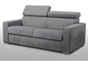 Discount Vierzits Slaapbank Van Stof Vizir - Grijs - Slaapafm. 160 Cm - Matras 22 Cm Van Met Vormgeheugen 2En 3-Zitsbank