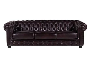 Flash Sale Vierzitsbank Chesterfield Brenton 100% Buffelleer - Bruin Tinten Chesterfield Zitbank
