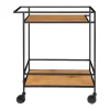 Cheap Vita Barwagen Op Wielen Met 2 Schappen, Zwart, Eikenhouten Decor. Keukenmeubel