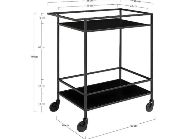 Cheap Vita Barwagen Op Wielen Met 2 Schappen, Zwart. Keukenmeubel