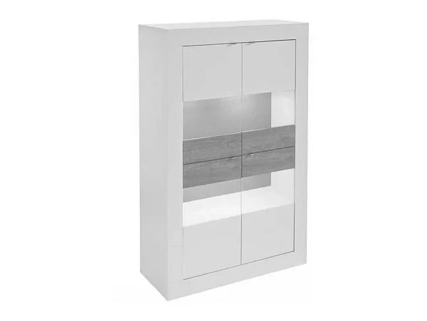 Clearance Vitrinekast Comete - Met Led-Verlichting - Vier Deuren - Wit Gelakt Boekenkast & Vitrine