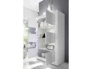 Clearance Vitrinekast Comete - Met Led-Verlichting - Vier Deuren - Wit Gelakt Boekenkast & Vitrine