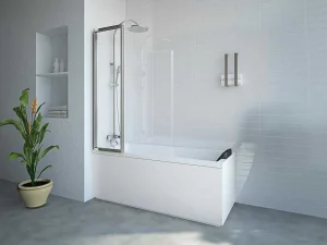 Cheap Vouwbaar Badscherm In Metaal Chroom 120 X 140 Cm District Badscherm