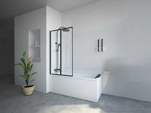 Outlet Vouwbaar Badscherm In Metaal Matzwart Industriele Stijl 80 X 140 Cm District Badscherm