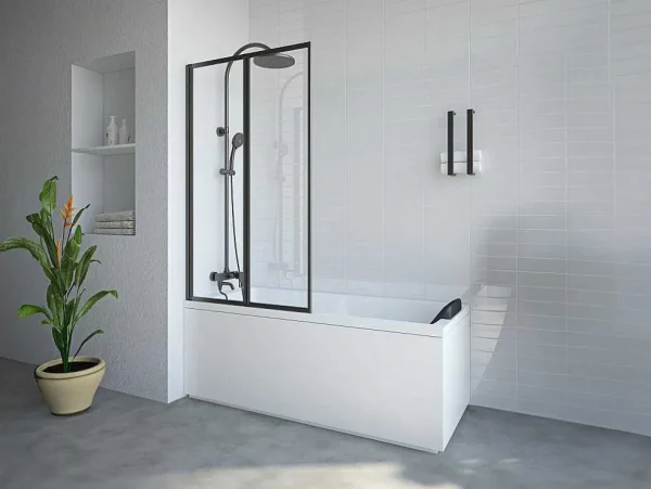 Outlet Vouwbaar Badscherm In Metaal Matzwart Industriele Stijl 80 X 140 Cm District Badscherm