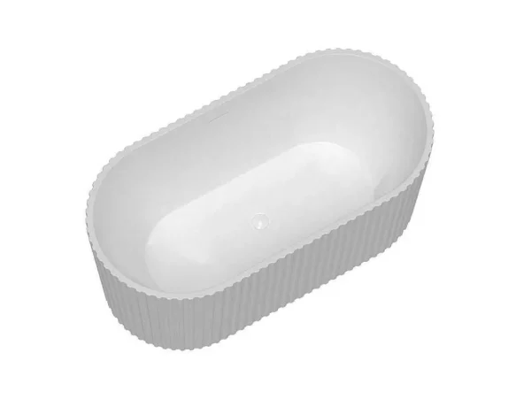 Clearance Vrijstaand Geribbeld Acrylbad Wit (Glanzend) 220 Liter 150 X 75 X 58 Cm Aliena Vrijstaand Bad