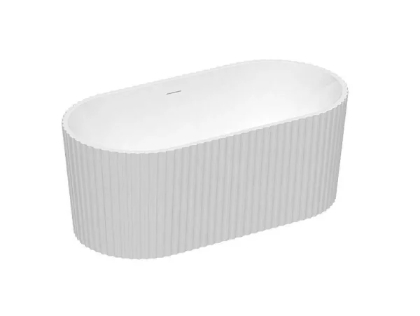 Clearance Vrijstaand Geribbeld Acrylbad Wit (Glanzend) 220 Liter 150 X 75 X 58 Cm Aliena Vrijstaand Bad