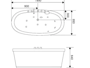 Sale Vrijstaand Wit Ovaal Whirlpoolbad 185 X 95 Cm 10 Jets Perlie Massagebad