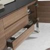 Flash Sale Walnoot Dressoir Met Zwart Glazen Blad 3060 Buffetkast