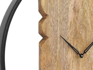 Best Wandklok In Twee Materialen - D61 Cm - Hout En Metaal - Licht Hout En Zwart - Galou Wandklok