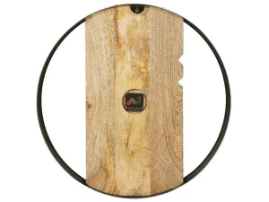 Best Wandklok In Twee Materialen - D61 Cm - Hout En Metaal - Licht Hout En Zwart - Galou Wandklok