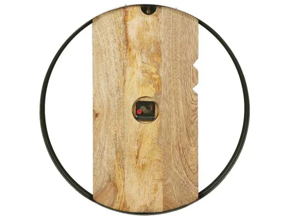 Best Wandklok In Twee Materialen - D61 Cm - Hout En Metaal - Licht Hout En Zwart - Galou Wandklok