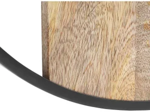 Best Wandklok In Twee Materialen - D61 Cm - Hout En Metaal - Licht Hout En Zwart - Galou Wandklok