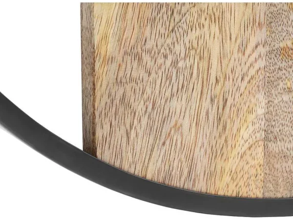 Best Wandklok In Twee Materialen - D61 Cm - Hout En Metaal - Licht Hout En Zwart - Galou Wandklok