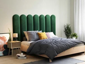 Outlet Wandpaneel Voor Hoofdeinde Japi - 210 Cm - Fluweel - Groen - Van Hoofdeinde En Brugkast