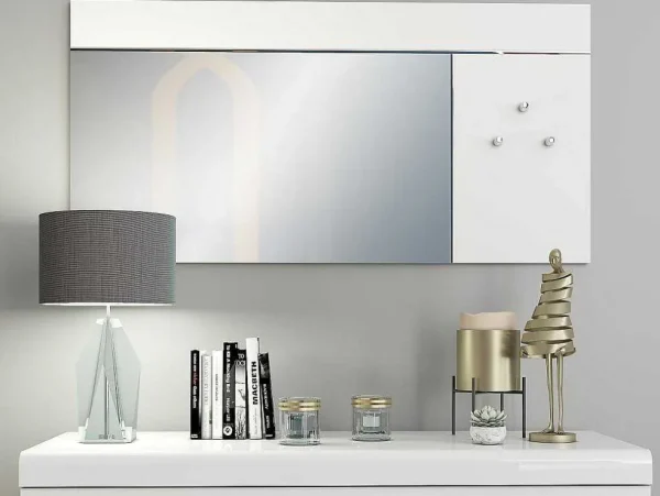 Discount Wandspiegel Met 3 Haken - L. 120 X H. 60 - Wit - Niklos Spiegel