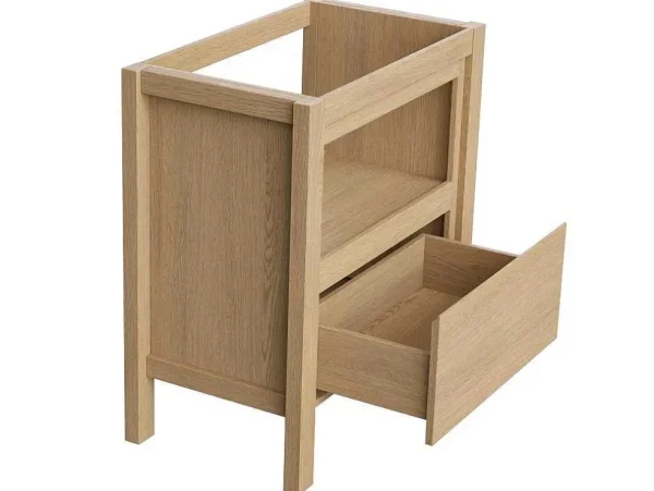 New Wastafelmeubel Met Opbergvak - Eikenfineer - 80 Cm - Cosmoti Wastafelmeubel