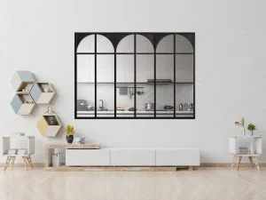 Cheap Werkplaatsraam Art Deco Van Gepoedercoat Aluminium 180 X 130 Cm - Zwart - Arcadea Glazen Binnenraam