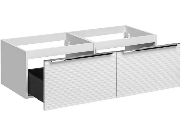 Shop Wit Hangmeubel Voor Badkamer Met Groeven Met Dubbele Inbouwwastafel - 120 Cm - Latoma Dubbele Wastafel