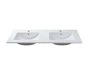 Shop Wit Hangmeubel Voor Badkamer Met Groeven Met Dubbele Inbouwwastafel - 120 Cm - Latoma Dubbele Wastafel