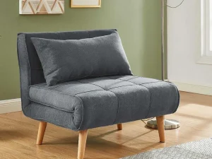 Best Sale Xl Eenpersoons-Slaapbank Chila Van Stof - Grijs Uitklapbare Fauteuil