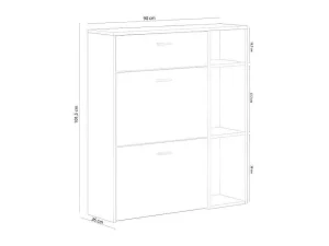 New Zapatero Furniture, Windmodel, 90X26X101.5Cm, Tegroep Hall En Hall, Grijs En Eiken, Moderne Stijl Schoenenkast