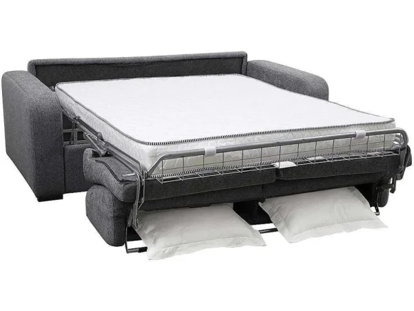 Sale 3-Zits Express Slaapbank Van Antraciete Stof - Matras 14 Cm - Bevis Slaapbank Met Matras
