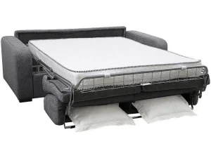 New 3-Zits Express Slaapbank Van Antraciete Stof - Matras 18 Cm - Bevis Slaapbank Met Matras