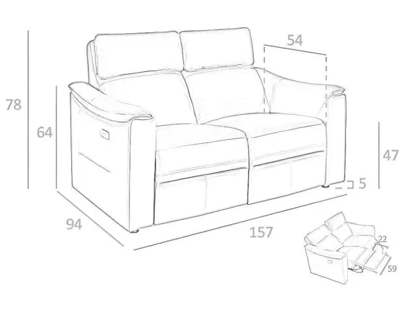 Outlet 2 Zits Leren Relaxbank 6165 2En 3-Zitsbank