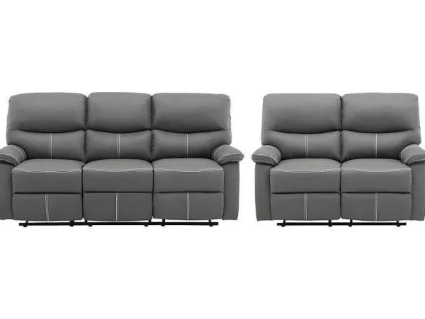 Clearance 3+2 Zitsbank In Grijze Kunstleer - Canby Bankstel 3+2