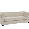Cheap 3-Zitsbank Van Beige Stof Chesterfield Chesterfield Zitbank
