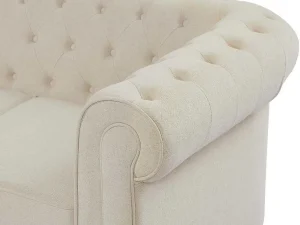 Cheap 3-Zitsbank Van Beige Stof Chesterfield Chesterfield Zitbank
