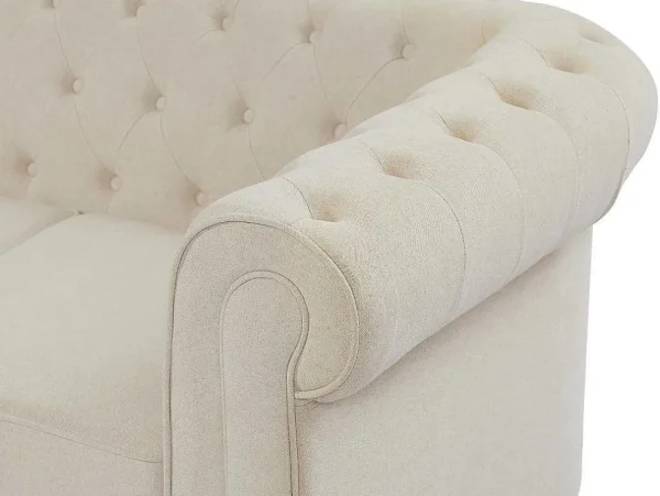 Cheap 3-Zitsbank Van Beige Stof Chesterfield Chesterfield Zitbank