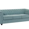 Best 3-Zitsbank Van Lichtblauwe Stof Chesterfield Chesterfield Zitbank