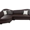 Hot 5-Zitshoekbank In Buffelleer Caipi - Bruin - Hoek Links - Van Designer Zitbank