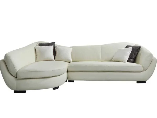 Best 5-Zitshoekbank In Buffelleer Caipi - Ivoorkleur - Hoek Links - Van Designer Zitbank