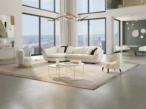 Best 5-Zitshoekbank In Buffelleer Caipi - Ivoorkleur - Hoek Links - Van Designer Zitbank