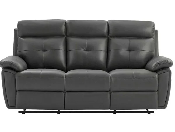 Best Sale 3-Zits-Relaxbank Van Grijs Leer Vineta Relaxbanken Met Manuele Relaxfunctie