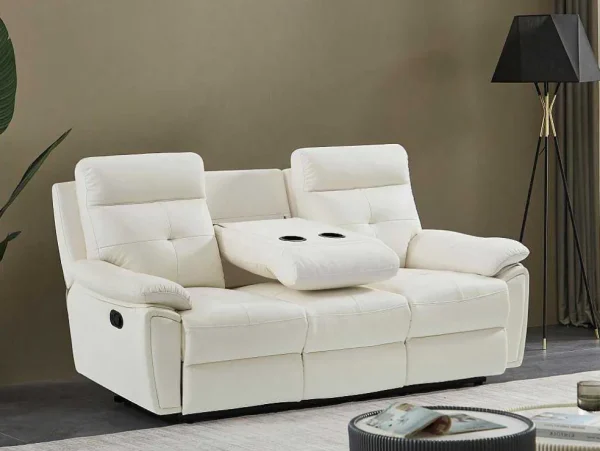 Best 3- + 2-Zits-Relaxbank Van Wit Leer Vineta Bankstel 3+2