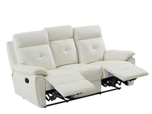 Best 3- + 2-Zits-Relaxbank Van Wit Leer Vineta Bankstel 3+2