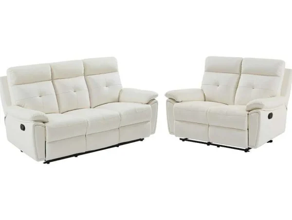 Best 3- + 2-Zits-Relaxbank Van Wit Leer Vineta Bankstel 3+2