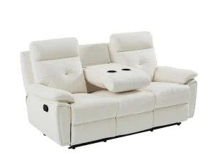 Best 3- + 2-Zits-Relaxbank Van Wit Leer Vineta Bankstel 3+2
