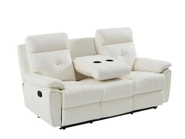 Best 3- + 2-Zits-Relaxbank Van Wit Leer Vineta Bankstel 3+2